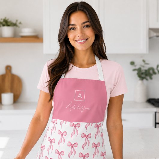 Persoonlijk Roze Strikpatroon Monogram Schort