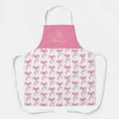 Persoonlijk Roze Strikpatroon Monogram Schort (Voorkant)
