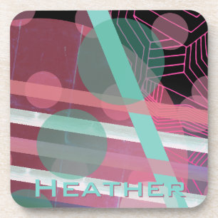 Persoonlijk/Roze & Turquoise/Abstract ontwerp Onderzetter