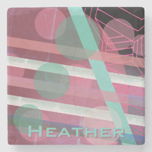 Persoonlijk/Roze & Turquoise/Abstract ontwerp Stenen Onderzetter