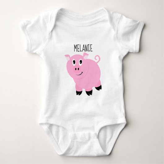 Persoonlijk Roze Varkens Baby Dier Biggetje Romper (Voorkant)