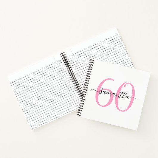 Persoonlijk roze verjaardagsgastenboek voor 60e ve notitieboek (Binnen)
