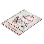 Persoonlijk roze vogelkooischrift notitieboek (Linkerzijde)