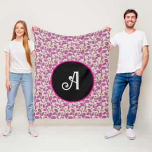 Persoonlijk roze wijnstok bloemmotief  fleece deken