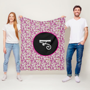 Persoonlijk roze wijnstok bloemmotief  fleece deken