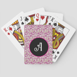Persoonlijk roze wijnstok bloemmotief pokerkaarten