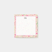 Persoonlijk Roze Wilde Bloem Monogram Post-it® Notes (Voorkant)