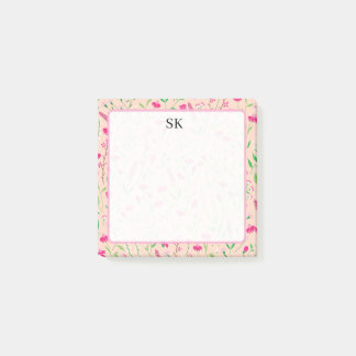 Persoonlijk Roze Wilde Bloem Monogram Post-it® Notes