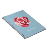 Persoonlijk Rozen Initial Notitieboek | Modern Blo (Rechterzijde)