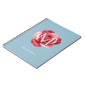 Persoonlijk Rozen Initial Notitieboek | Modern Blo (Linkerzijde)