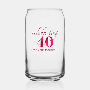 Persoonlijk Ruby 40e verjaardag aandenken cadeau Blikvorm Glas