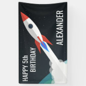 Persoonlijk Ruimteraket Kinderfeestje Spandoek (Verticaal)