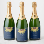 Persoonlijk Rustic Sunflower Wedding Sparkling Wijnetiket (Flessen)