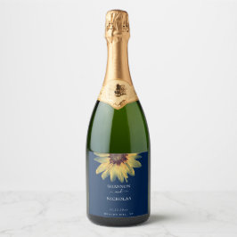 Persoonlijk Rustic Sunflower Wedding Sparkling Wijnetiket