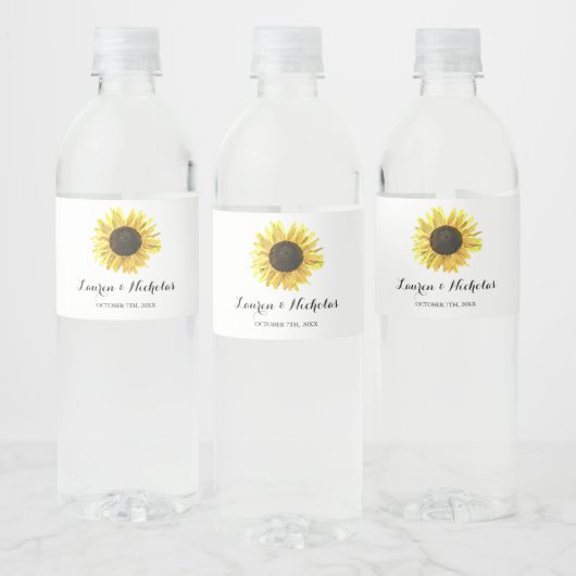Persoonlijk Rustic Sunflower Wedding Waterfles Etiket (Flessen)