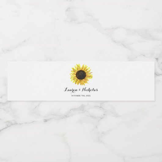 Persoonlijk Rustic Sunflower Wedding Waterfles Etiket (Enkel label)