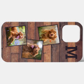 Persoonlijk Rustic Wood Monogram 3 Foto Case-Mate iPhone Case (Achterkant (horizontaal))