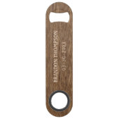 Persoonlijk rustiek chic bruin houtnerfpatroon speed flessenopener (Voorkant)