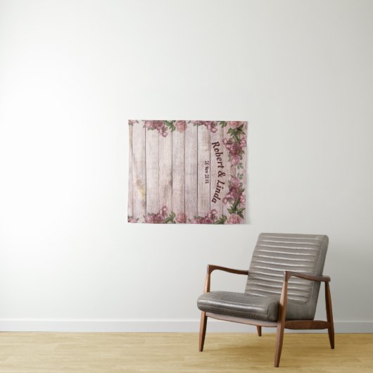 Persoonlijk rustiek maroon bloemrijk hout wandkleed (In Situ (horizontaal))