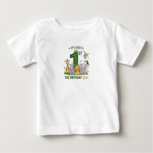 Persoonlijk Safari 1e Verjaardag Meisje T-Shirt