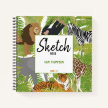 Persoonlijk safari kinder schetsboek met jungle di