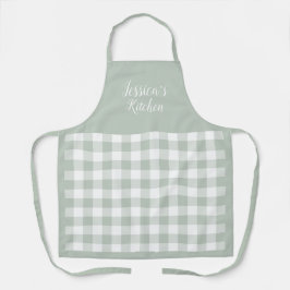 Persoonlijk Sage Gingham Apron Schort