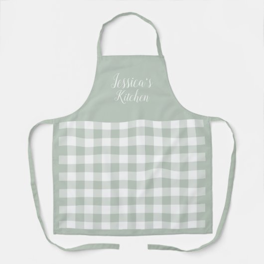 Persoonlijk Sage Gingham Apron Schort (Voorkant)