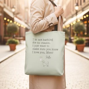 Persoonlijk sagegroen Dachshund-liefdesbericht Tote Bag