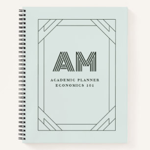 Persoonlijk saliegroen aangepast monogram middelba notitieboek