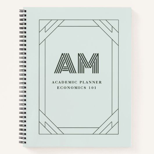Persoonlijk saliegroen aangepast monogram middelba notitieboek (Voorkant)