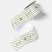Persoonlijk saliegroen gestreept trouwmonogram satijnen lint (Achterkant)