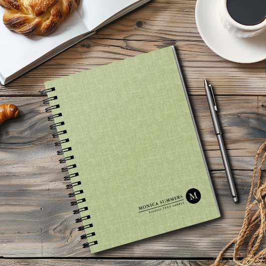 Persoonlijk saliegroen linnen planner