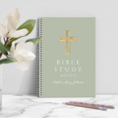 Persoonlijk saliegroen religieus kruis notitieboek