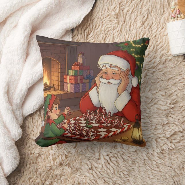 Persoonlijk Santa & Elf Schaken Kerstmis Kussen (Deken)