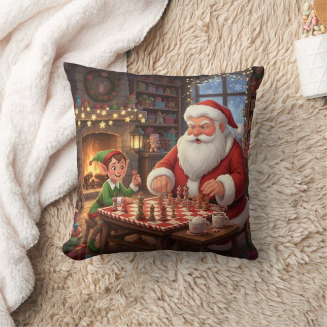 Persoonlijk Santa & Elf Schaken Kerstmis Kussen (Deken)
