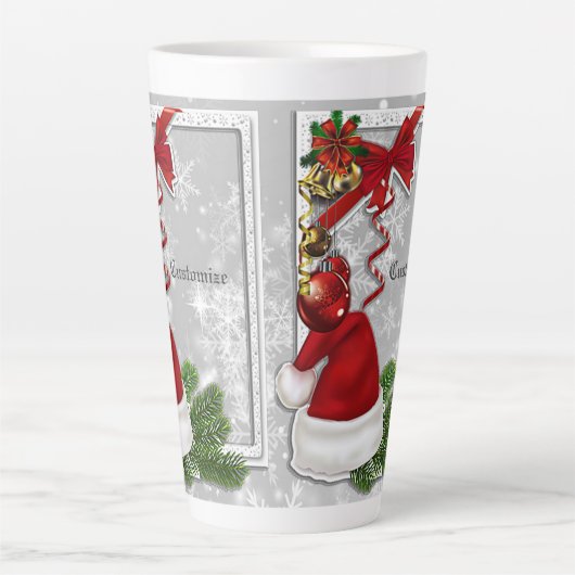 Persoonlijk Santa Hat White Lijst Latte Mok (Voorkant)