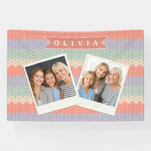 Persoonlijk Scandinavisch Pastel Breipatroon Naam Spandoek