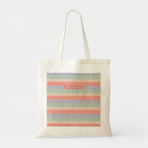 Persoonlijk Scandinavisch Pastel Breipatroon Naam Tote Bag