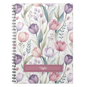 Persoonlijk Scandinavisch tulp bloemmotief Notitieboek