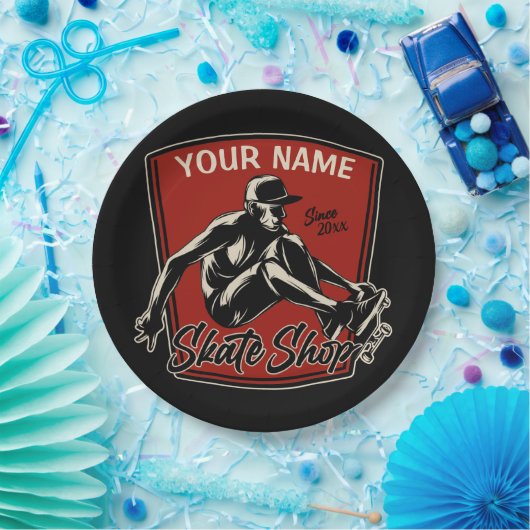 Persoonlijk Schaats Winkelen Grab Trick Skateboard Papieren Bordje (Feest)