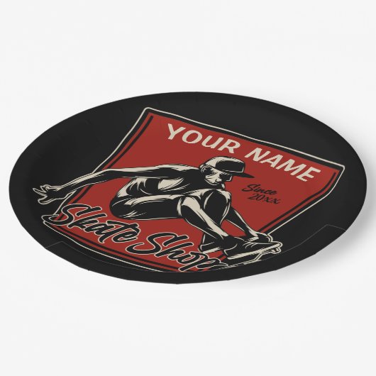 Persoonlijk Schaats Winkelen Grab Trick Skateboard Papieren Bordje (Gekanteld)