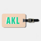 Persoonlijk Schaduw Monogram Groen Beige Aangepast Bagagelabel (Voorkant horizontaal)