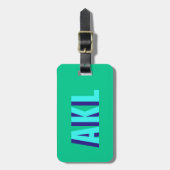 Persoonlijk schaduwmonogram blauw groen bagagelabel (Voorkant verticaal)
