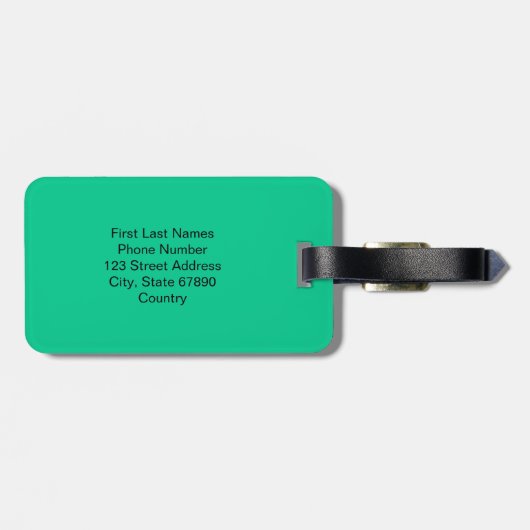 Persoonlijk schaduwmonogram blauwgroen bagagelabel (Achterkant horizontaal)