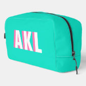 Persoonlijk schaduwmonogram roze aqua groen toilettasje (Rechterhoek)