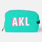 Persoonlijk schaduwmonogram roze aqua groen toilettasje (Achterkant)