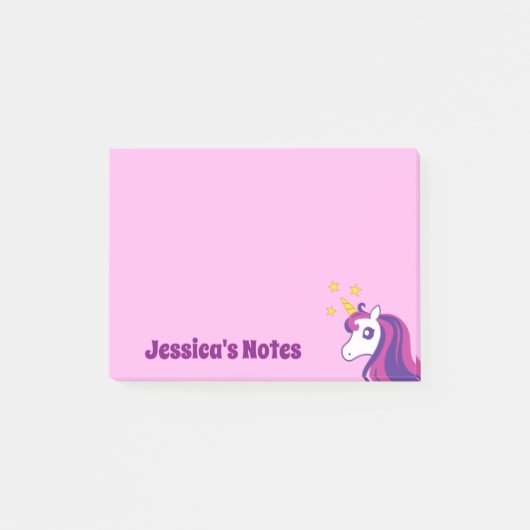 Persoonlijk schattig eenhoornroze Post-it® notes (Voorkant)