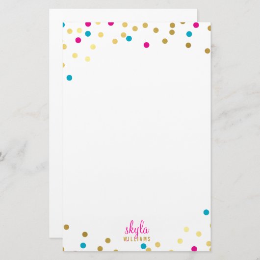 PERSOONLIJK schattig glamoureus goud roze blauwe c Briefpapier (Voorkant / Achterkant)