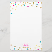 PERSOONLIJK schattig glamoureus goud roze blauwe c Briefpapier (Voorkant)