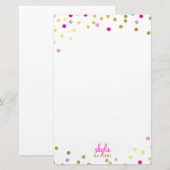 PERSOONLIJK schattig glamoureus goud  roze confett Briefpapier (Voorkant / Achterkant)